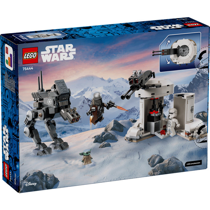 LEGO Star Wars 75444 set with characters and structures on a snowy landscape.