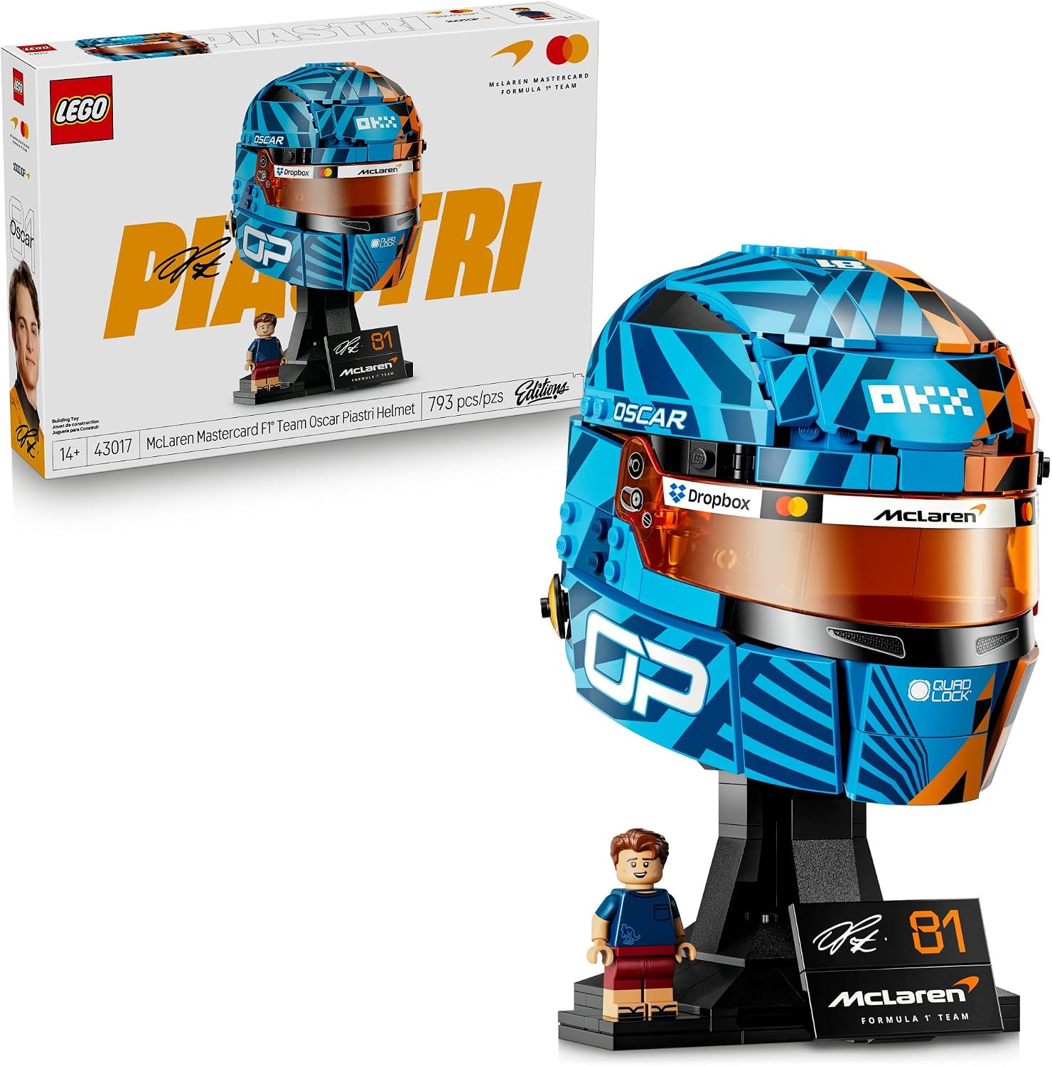 lego editions mclaren mastercard f1 team oscar piastri helmet set 43017