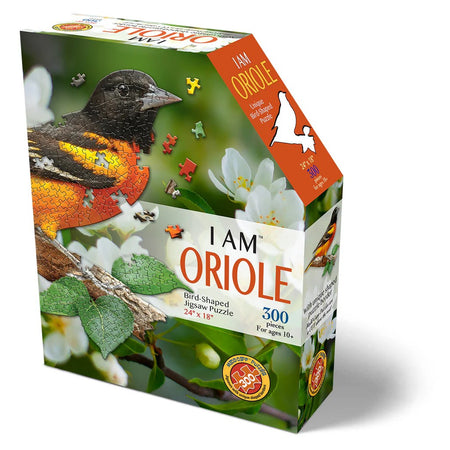madd capp i am Oriole 300-piece Jigsaw puzzle box featuring an oriole bird on a branch