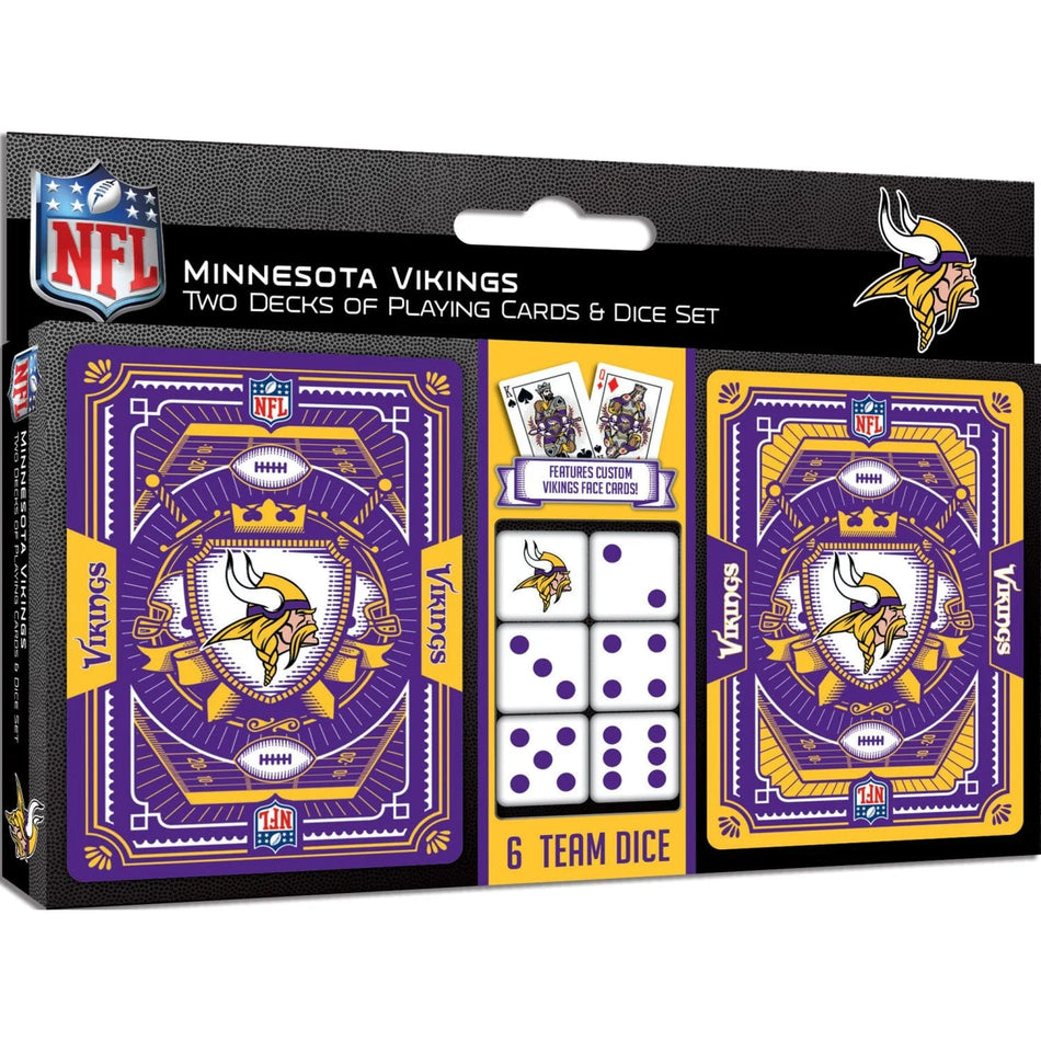 Master Pieces: Minnesota Vikings - 2-Pack Playing Cards & Dice Set