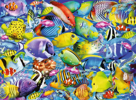 colorful ravensburger 500-piece jigsaw puzzle tropical traffic of fish