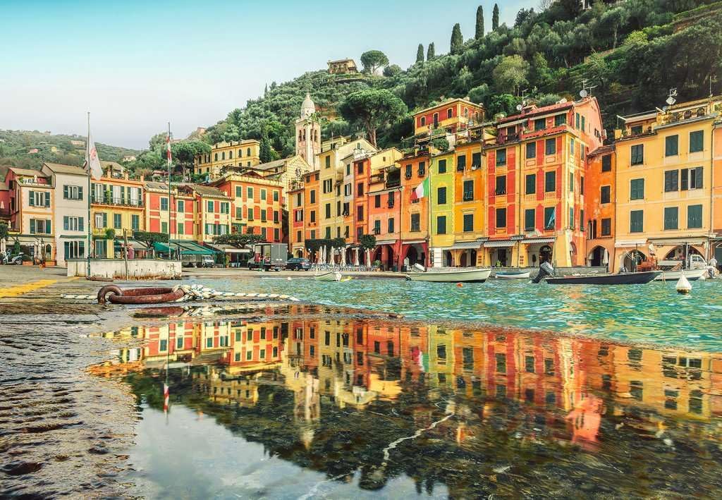 ravensburger beautiful portofino jigsaw puzzle featuring colorful buildings by a hillside