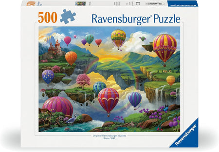 Ravensburger puzzle box with colorful hot air balloons and a castle in the background
