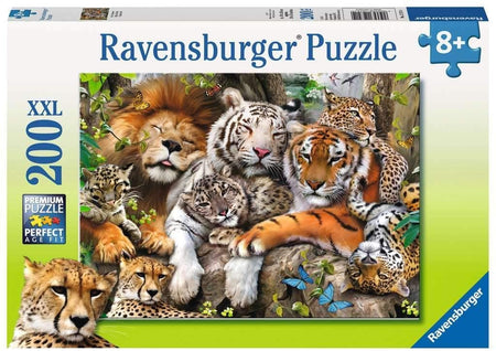 Ravensburger puzzle box with various big cats napping