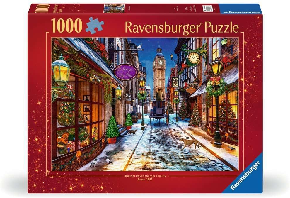 Ravensburger puzzle box with a Christmas street scene design