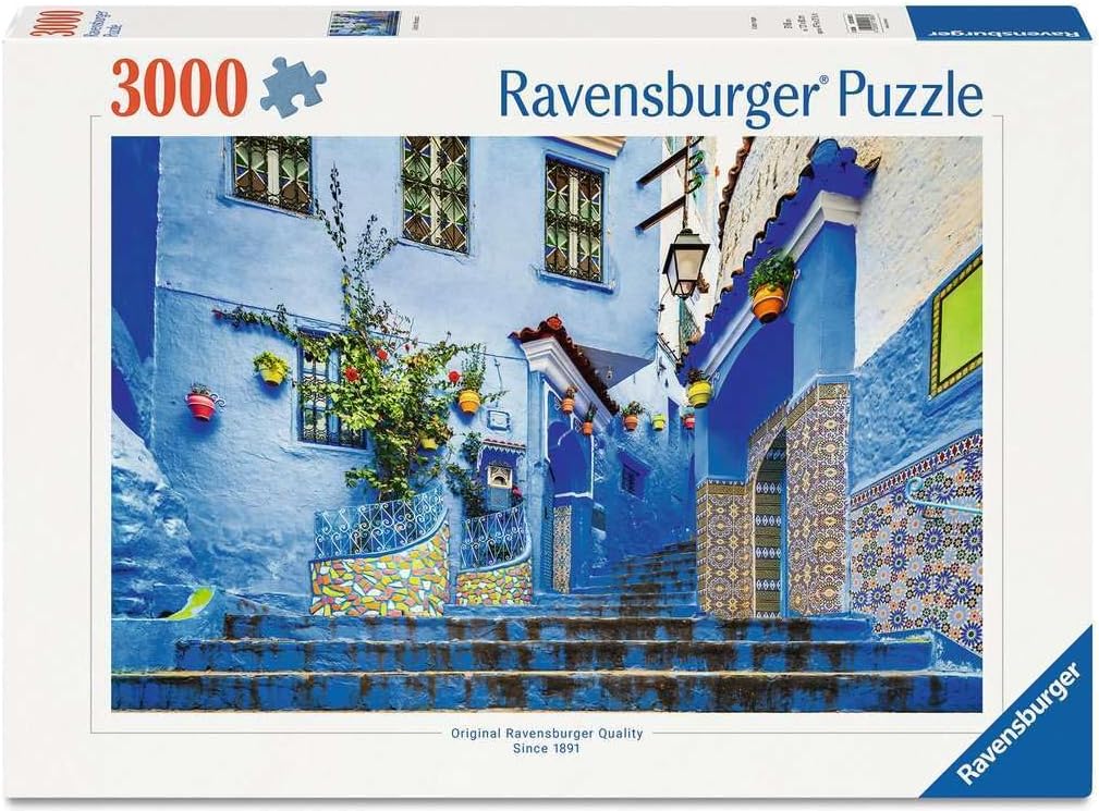 ravensburger colorful morocco jigsaw puzzle box of blue stairway
