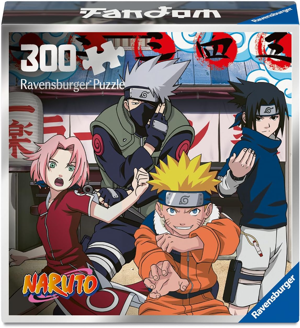 ravensburger fandom naruto 300-piece jigsaw puzzle box of characters from the show
