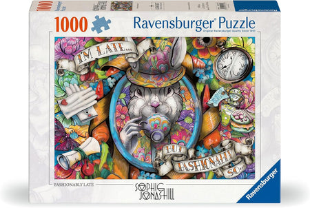 Ravensburger puzzle box with the white rabbit and colorful design