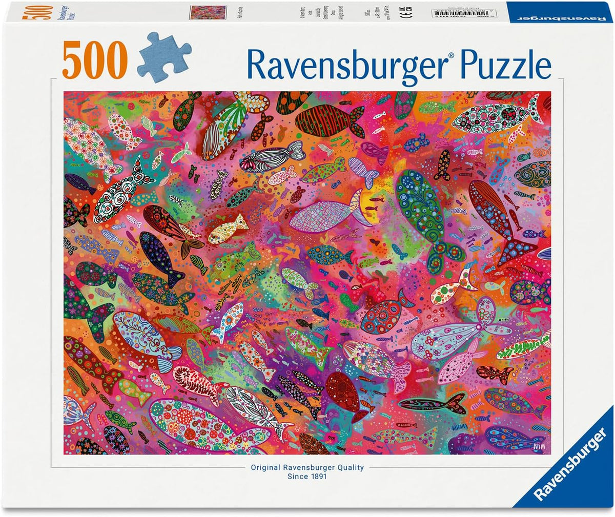 ravensburger fish in fuchsia jigsaw puzzle box