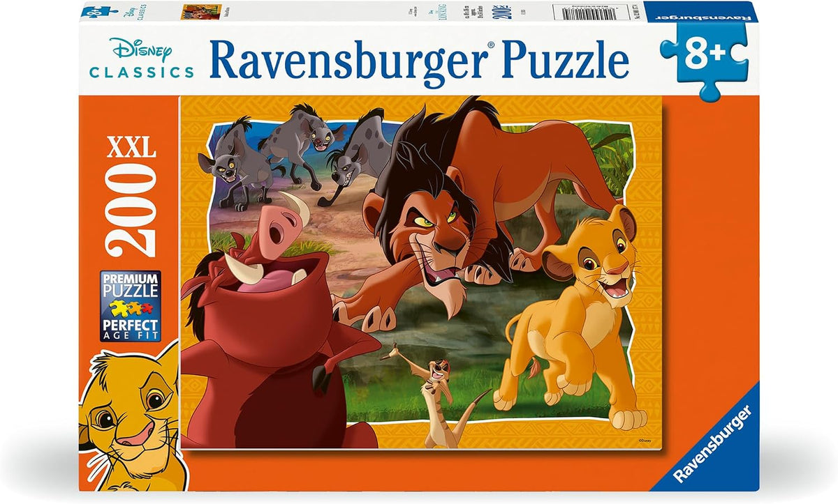 Ravensburger The Lion King puzzle box with cartoon characters on an orange background