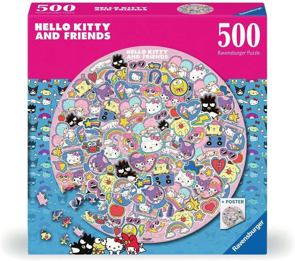 ravensburger hello kitty and friends round 500-piece jigsaw puzzle box