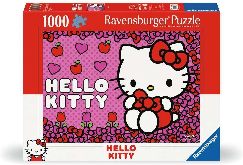 Ravensburger Hello Kitty puzzle box with a pink background and character illustration.