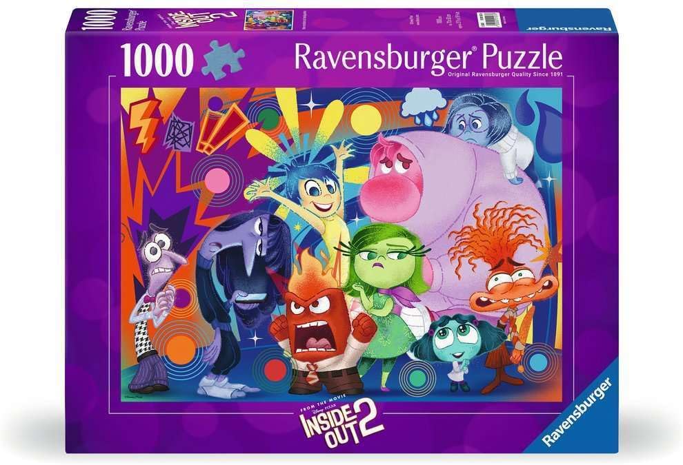 Ravensburger puzzle box featuring characters from 'Inside Out 2' on a purple background