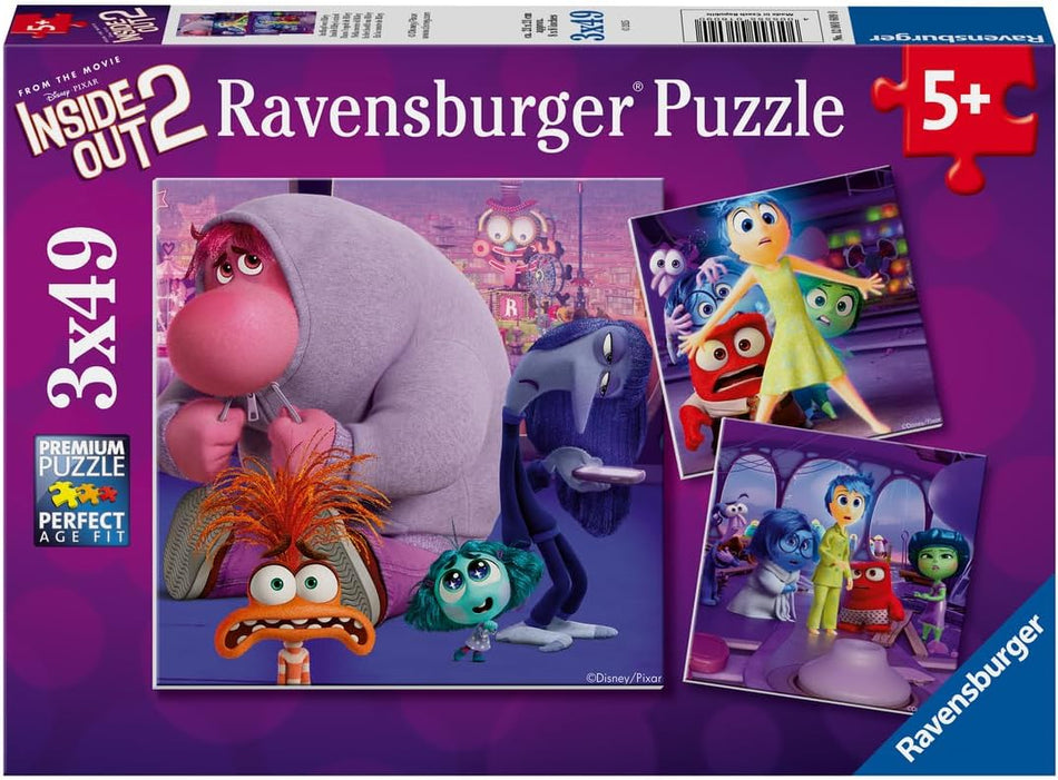 Ravensburger Inside Out 2 3x49 children's jigsaw puzzle box "Inside riley's mind" with emotion character images