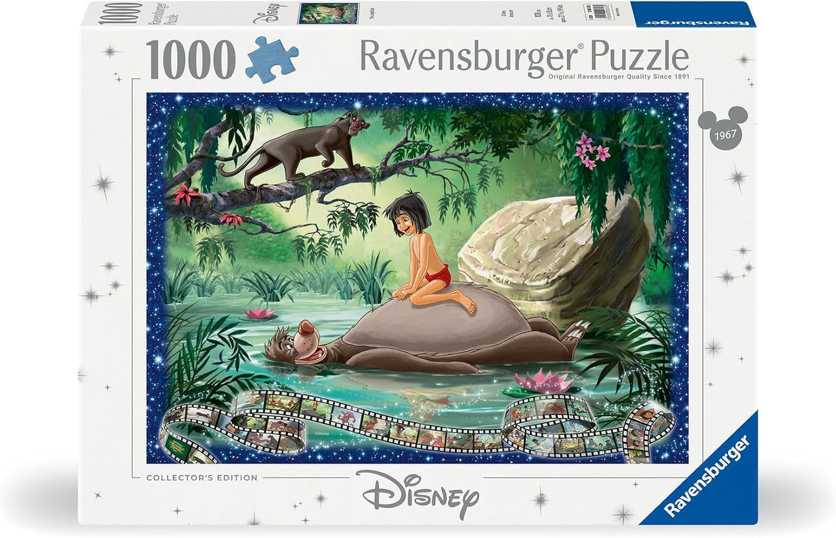 Ravensburger Disney puzzle box featuring 'The Jungle Book' with a boy and panther in a jungle setting.