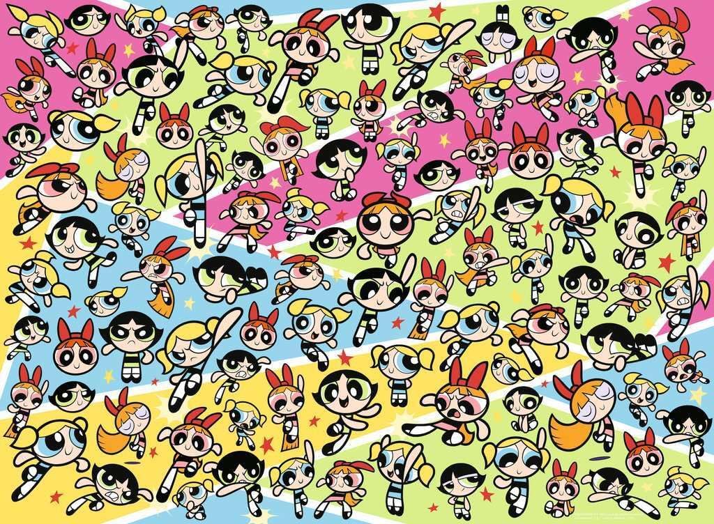 ravensburger powerpuff girls challenge jigsaw puzzle featuring Pattern of the cartoon characters with colorful backgrounds