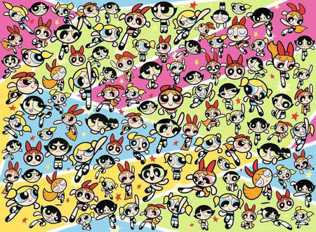 ravensburger powerpuff girls challenge jigsaw puzzle featuring Pattern of the cartoon characters with colorful backgrounds