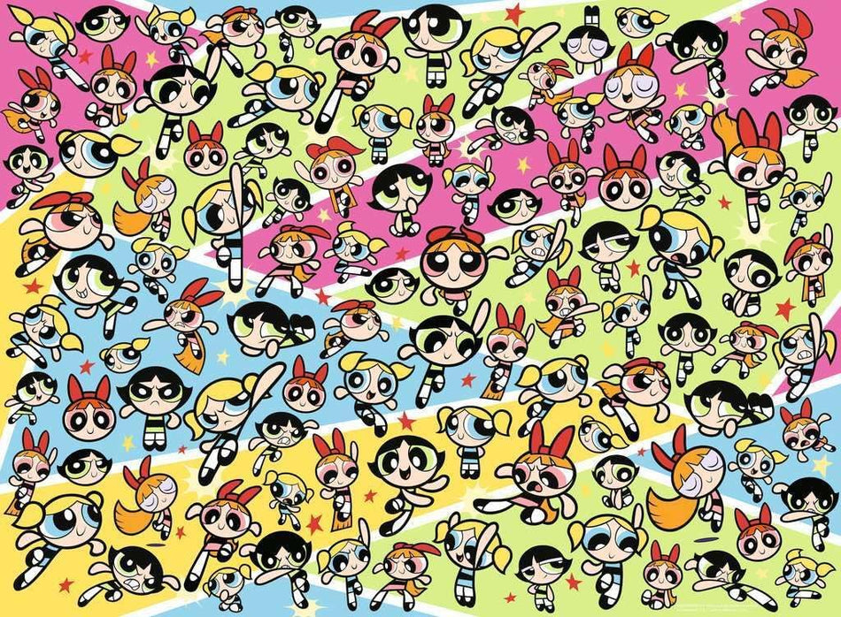 ravensburger powerpuff girls challenge jigsaw puzzle featuring Pattern of the cartoon characters with colorful backgrounds
