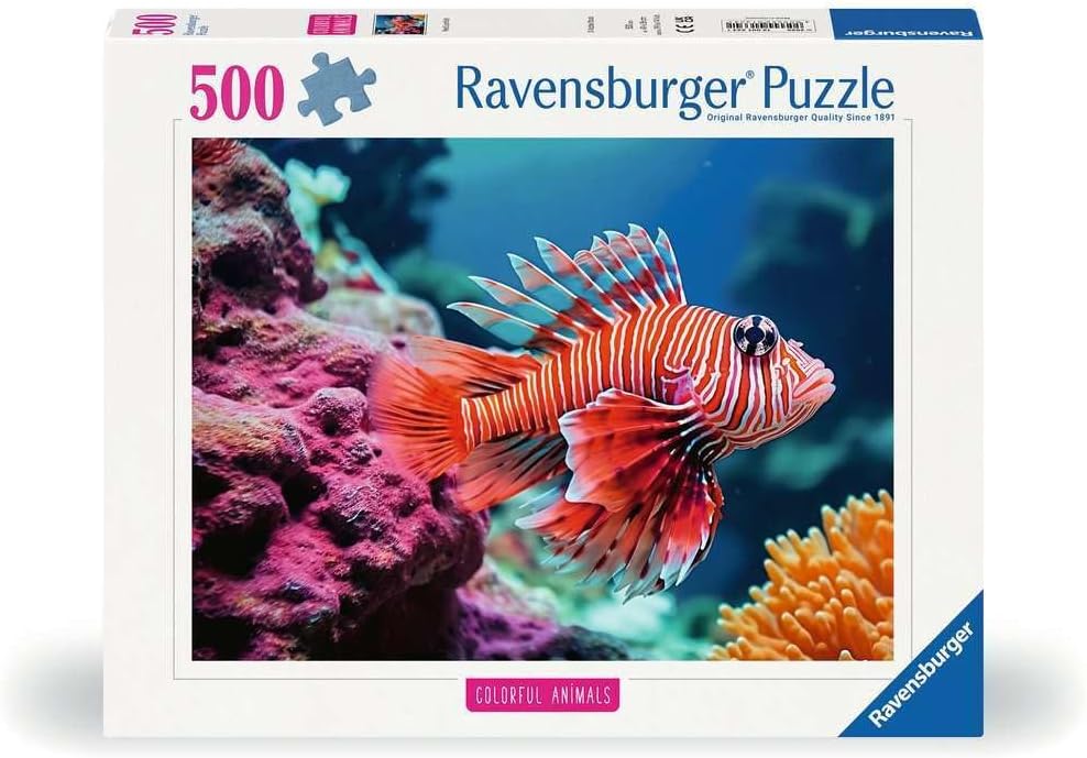 Ravensburger puzzle box with a lionfish and coral design