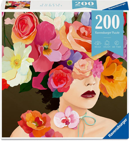 ravensburger rose jigsaw puzzle box of woman with flowers on her head and covering her face