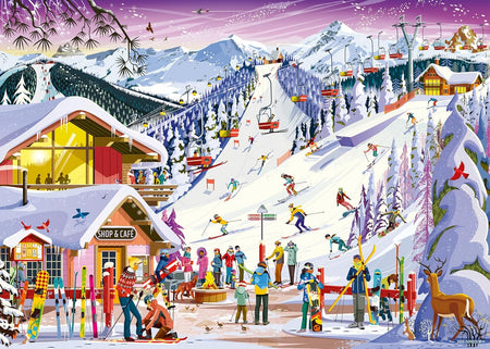 ravensburger slopeside spirit 1000-piece jigsaw puzzle depicting a ski lodge outside