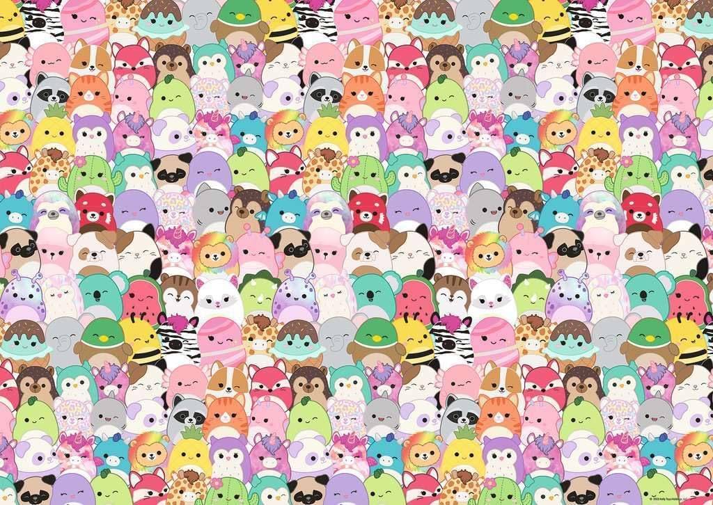 ravensburger squishmallows jigsaw puzzle featuring Pattern of colorful cartoon characters from the original toy line 