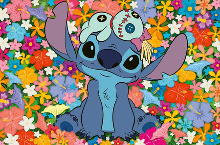 ravensburger disney stitch "such a cutie!" 3000-piece jigsaw puzzle of stitch surrounded by flowers