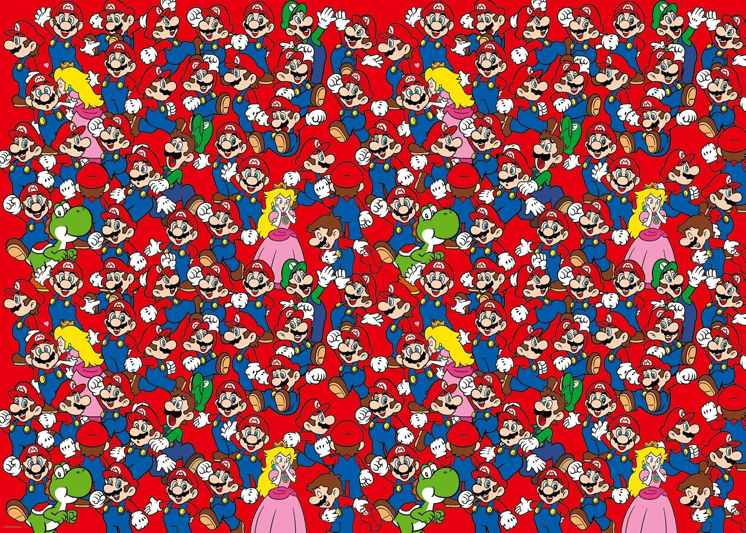 ravensburger super mario challenge jigsaw puzzle of mario and other cartoon characters on a red background