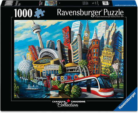 Ravensburger puzzle box with a colorful cityscape illustration and 'Toronto' text.