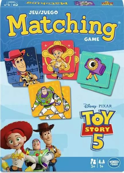 Toy Story matching game box with character illustrations on a blue background leading to the Children's game collection