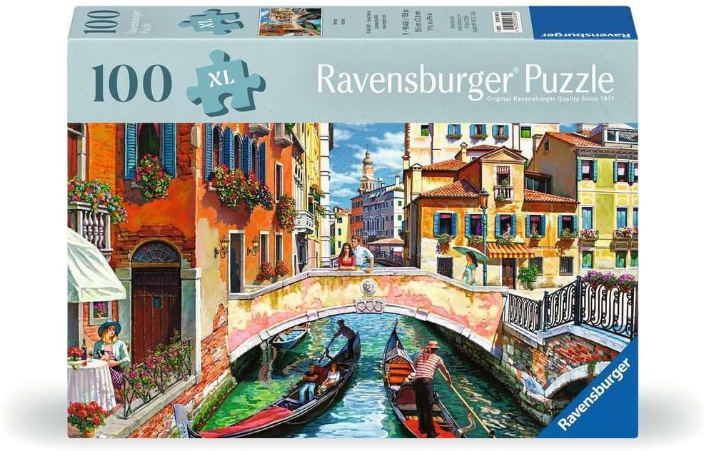 Ravensburger puzzle box with a scenic Italian canal and bridge design.