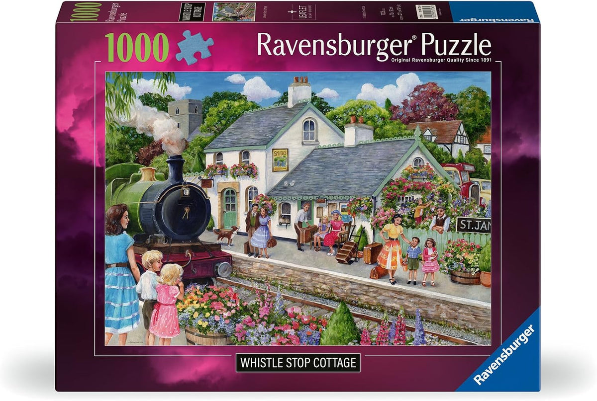 ravensburger whistle stop cottage jigsaw puzzle box of a train station