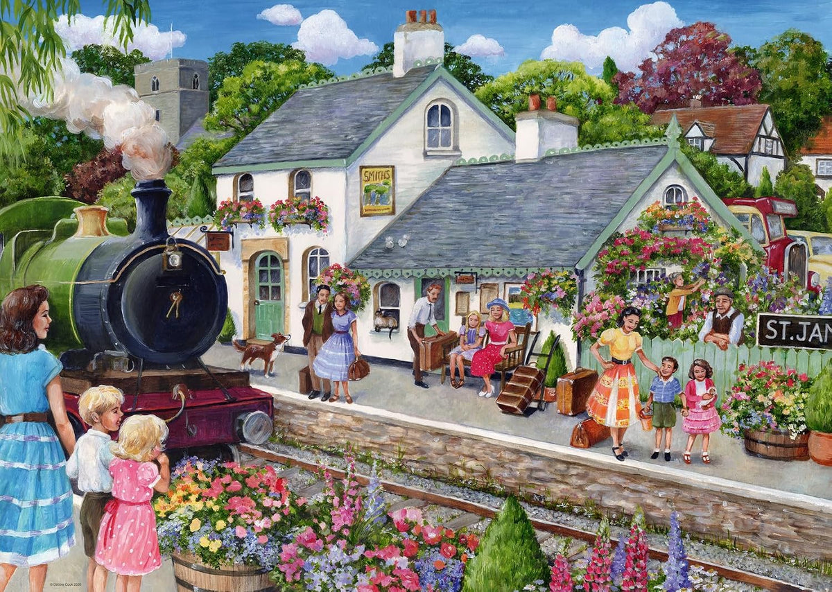 ravensburger whistle stop cottage jigsaw puzzle of a quaint train station