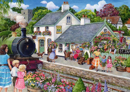 ravensburger whistle stop cottage jigsaw puzzle of a quaint train station