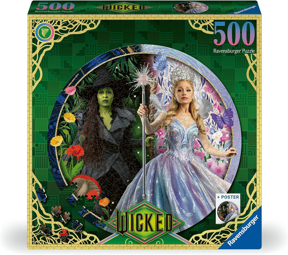 ravensburger Jigsaw puzzle box featuring characters from 'Wicked' with decorative elements
