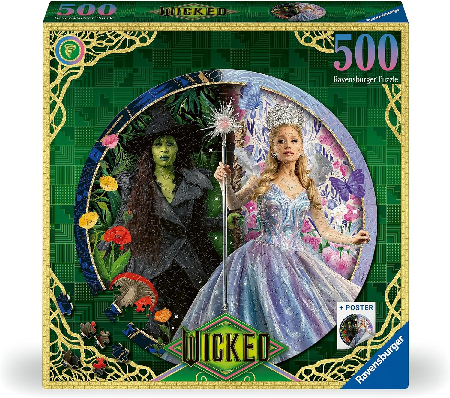 ravensburger Jigsaw puzzle box featuring characters from 'Wicked' with decorative elements