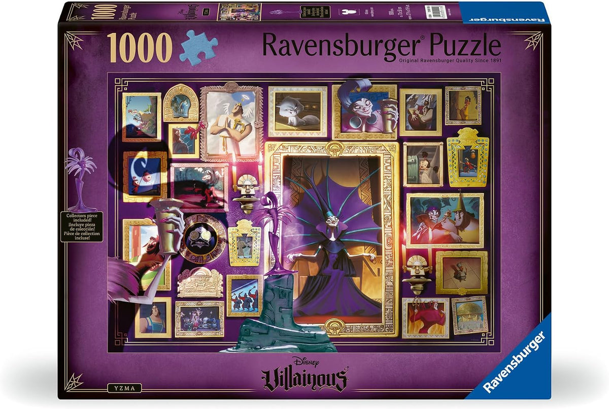 Ravensburger puzzle box featuring Disney Villains design on a purple background