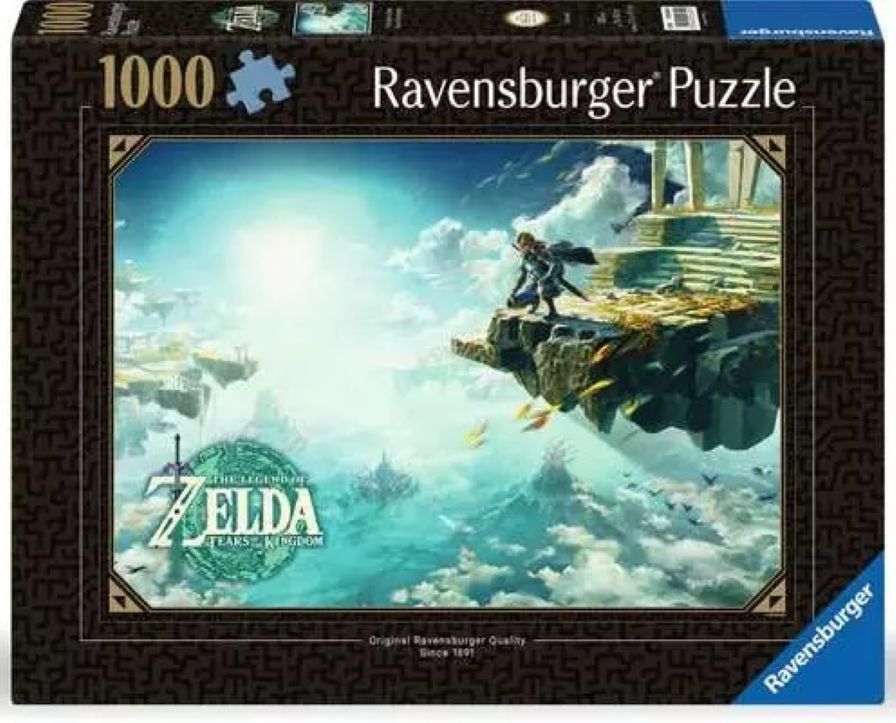 Ravensburger The Legend of Zelda puzzle box with a character on a floating island.