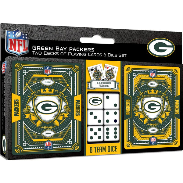 MasterPieces NFL Green Bay Packers two decks of playing cards and dice set
