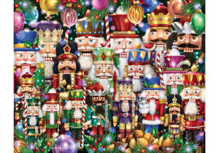 Collection of colorful nutcrackers with Christmas decorations jigsaw puzzle image vermont christmas company