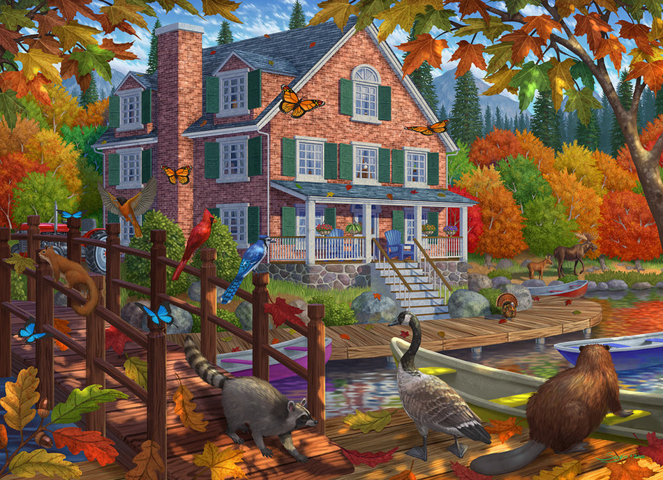 Vermont Christmas Company: Autumn's Little Visitors: 1000 Piece Puzzle