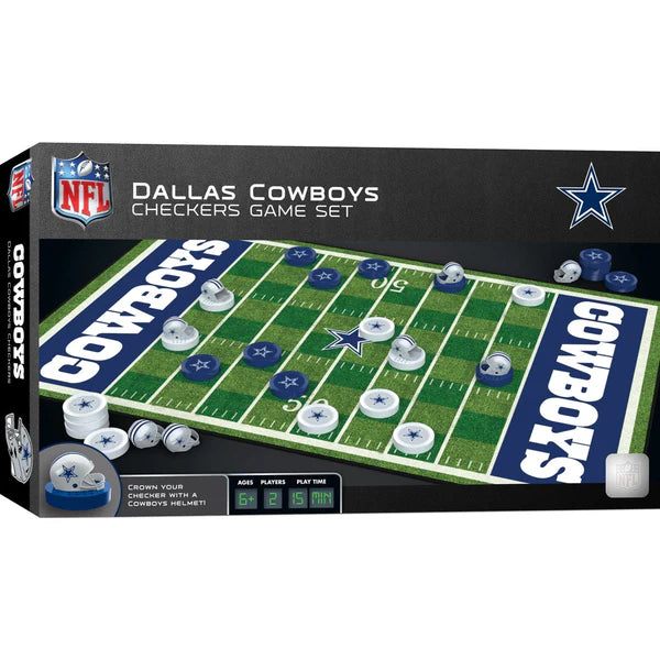 MasterPieces Dallas Cowboys checkers game set packaging with NFL logo