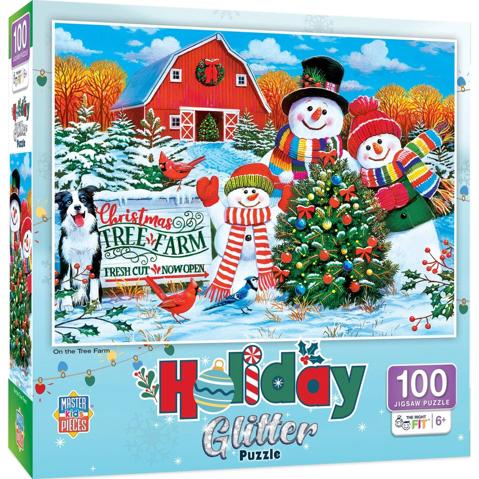 Master Pieces: On the Tree Farm: 100 Piece Glitter Puzzle