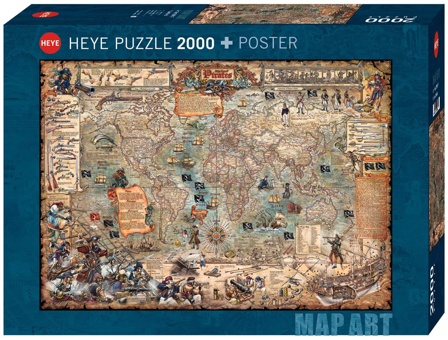 2000 Piece Jigsaw Puzzle - Map Art: Pirate World | Heye – Puzzled