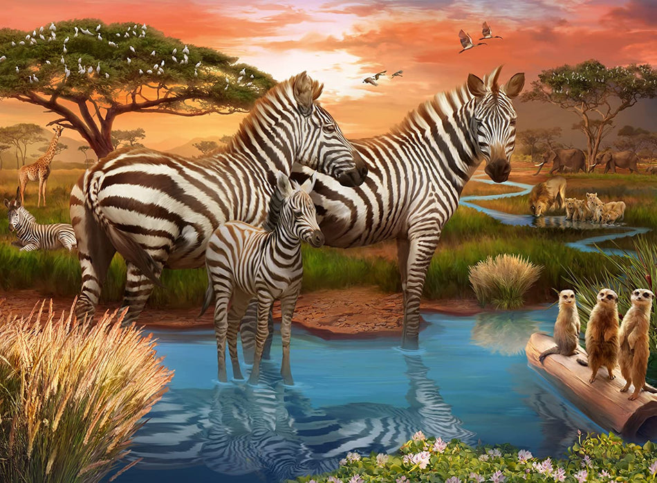 Ravensburger: Zebras at Waterhole: 500 Piece Puzzle