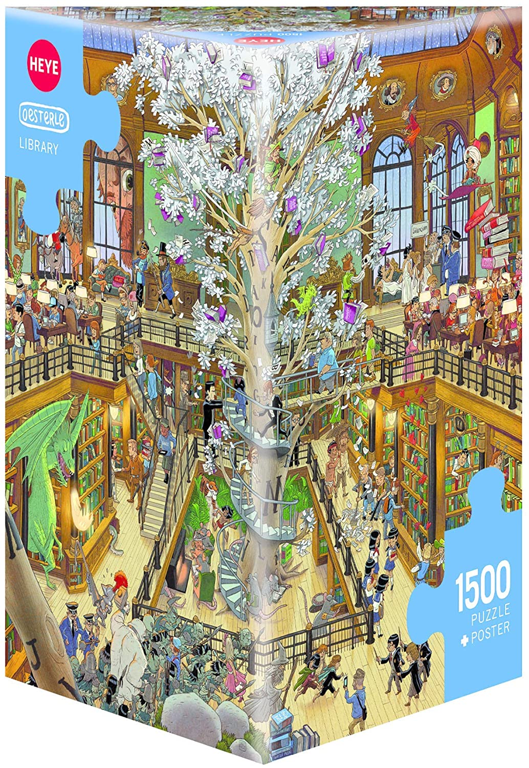 A Heye Trinagular Library 1000 piece puzzle box