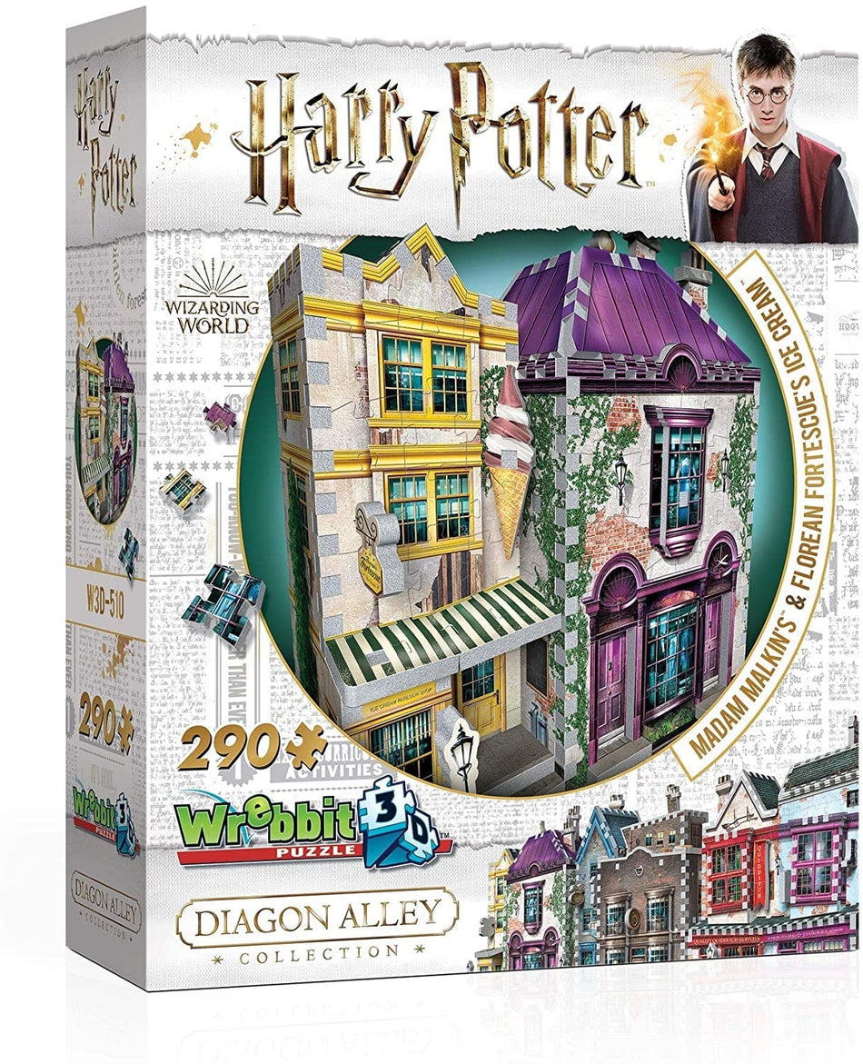 WREBBIT: Diagon Alley Collection: Madam Malkin's & Florean Fortecsue's Ice Cream: 3D 290 Piece Puzzle
