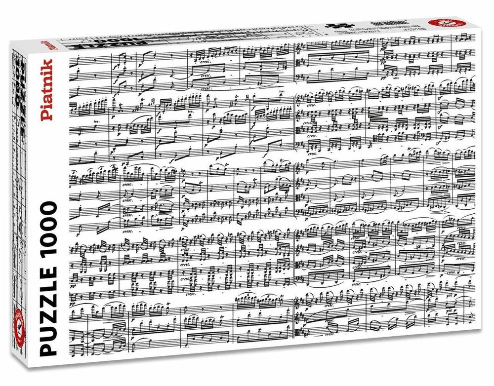 A 1000-piece jigsaw puzzle with a monochromatic musical notes theme from Piatnik.