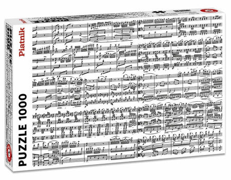 A 1000-piece jigsaw puzzle with a monochromatic musical notes theme from Piatnik.