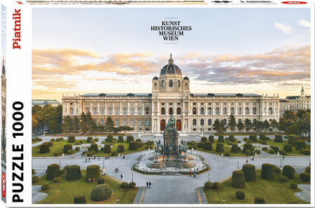 A piatnik 1000-piece jigsaw puzzle box depicting the Kunsthistorisches Museum in Vienna, Austria, with a white facade, trees, and a blue sky in the background.
